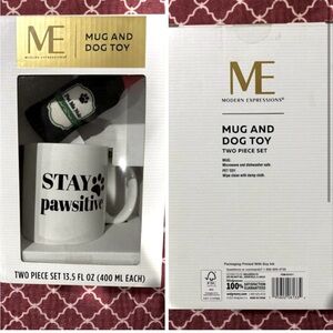 Stay Pawsitive Mug & Pet Me Noir Dog Toy Adorable Gift Set. NIB.
